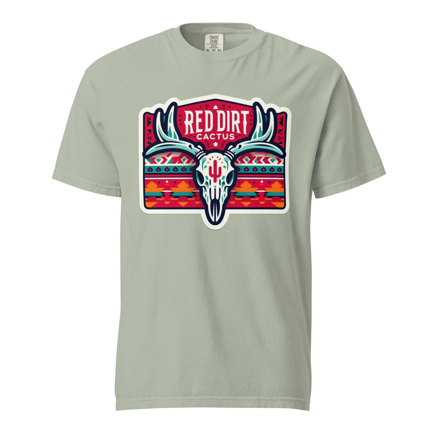 RedDirtCactus Western Aztec Deer skull heavyweight t-shirt