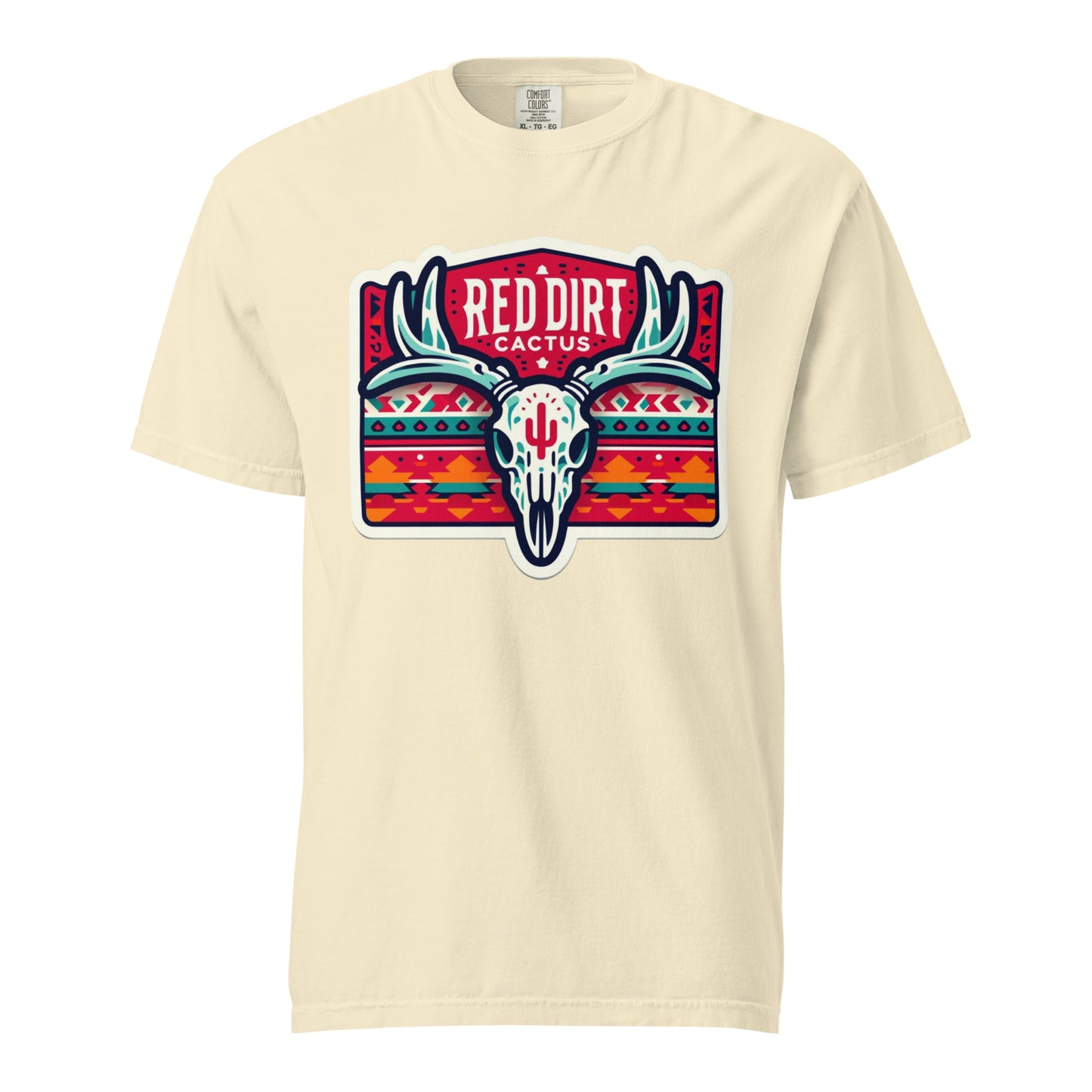 RedDirtCactus Western Aztec Deer skull heavyweight t-shirt