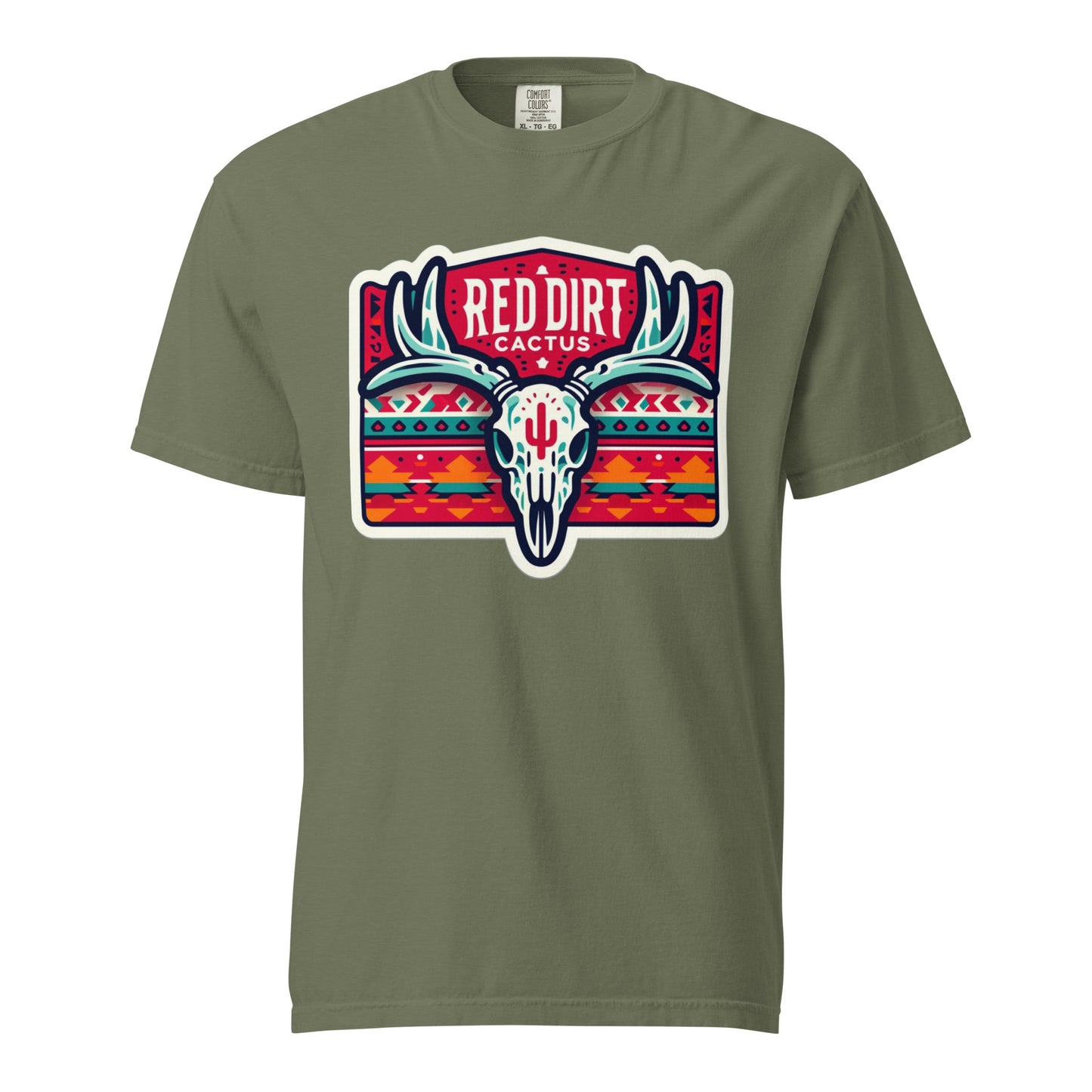 RedDirtCactus Western Aztec Deer skull heavyweight t-shirt